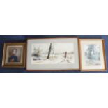 Watercolours. Eight framed & glazed watercolours, etc., depicting various subjects including