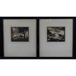 Pair of woodblock prints, each signed G.P Friend (?) Both bearing the same inscription, 'For