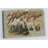 Duke & Sons (USA), The Heroes of the Civil War 1889 printed album, cat £800. Cover with damage