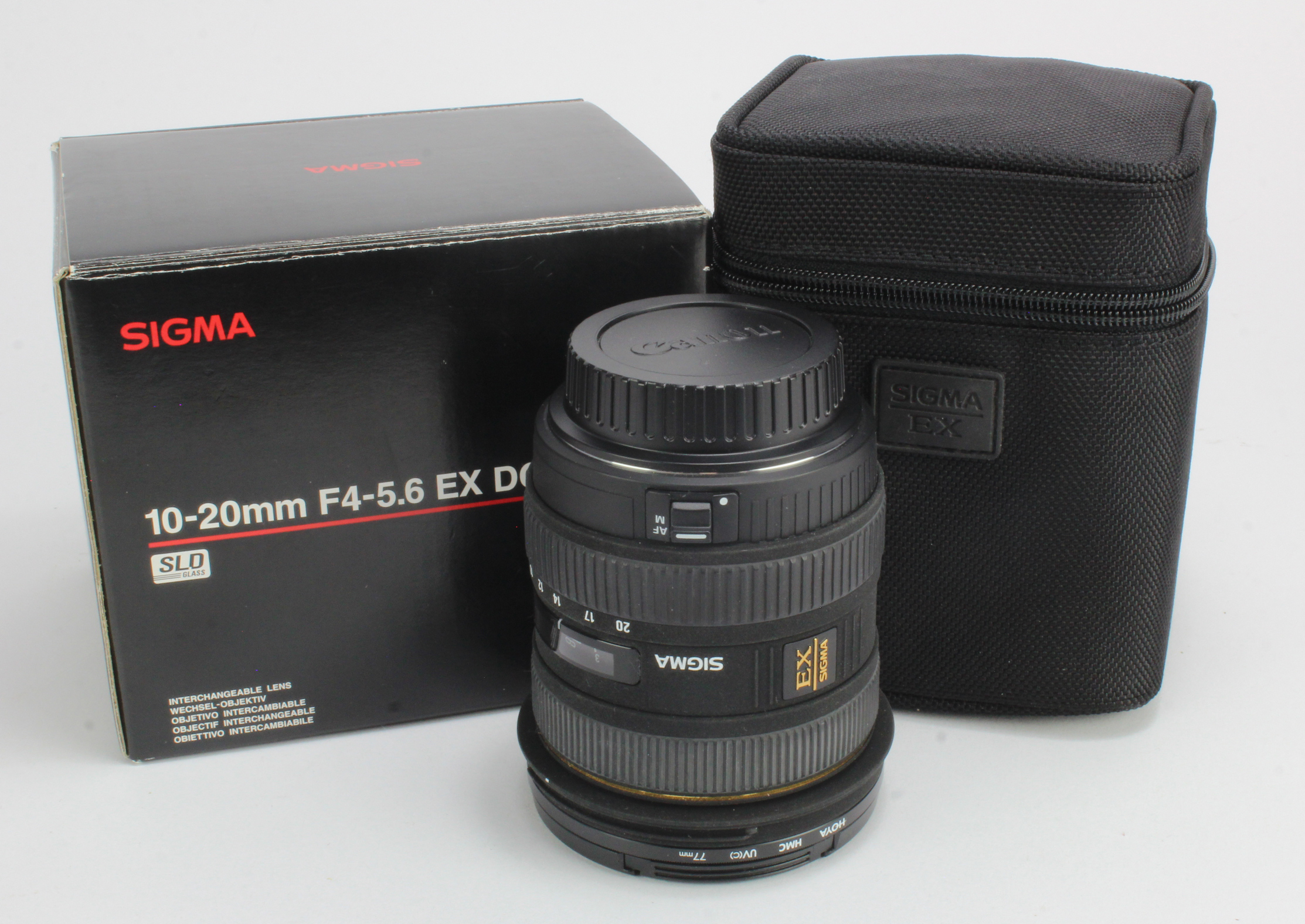 Sigma (Canon) 10-20mm f4-5.6 EX DC lens, contained in original case & box