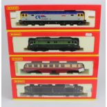 Hornby. Four boxed Hornby OO gauge locomotives, comprising 'BR BoBo Diesel Electric Class 29