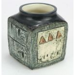 Troika pottery marmalade pot, signed to base 'Troika LJ' (Louise Jinks), height 90mm approx.