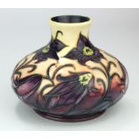 Moorcroft 'Pasque Flower' pattern squat vase, designed by Philip Gibson, dated 2000, makers marks to