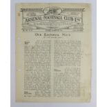 Arsenal v Tottenham Hotspur FC 25th Oct 1924 Div 1 (hole punched)