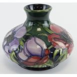 Moorcroft 'Anemone Tribute' pattern squat vase, designed by Emma Bossons, dated 2003, makers marks