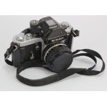 Nikon F2 Photomic SLR camera (serial no. 7807807), with Nikkor 50mm 1:1.4 lens (3803736), appears to