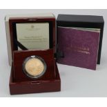Five Sovereigns 2022 "Memorial" gold BU issue, boxed.