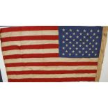 American Stars and Stripes WW2 era 48 stars large flag / wall hanger, USMC 1943 stamped, service