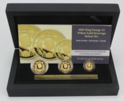 Tristan Da Cunha Three coin gold set 2022 (Sovereign, Half Sovereign & Quarter Sovereign) "George VI