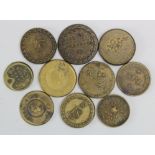 Coin Weights (10) Sovereign, Half Sovereign, Half Guinea and other brass weights, mixed grade.