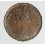 India copper Half Anna 1877 VF