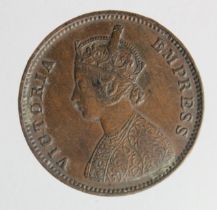 India copper Half Anna 1877 VF