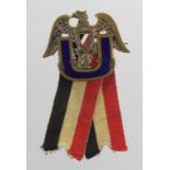 Austrian WW1 U Boat crew members badge, probably worn by veteran as old national colour ribbon