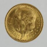 Mexico gold 2-1/2 Pesos 1945 AU. (0.0603 troy oz AGW)