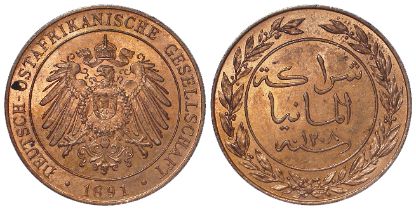 German East Africa copper Pesa 1891, nearly BU