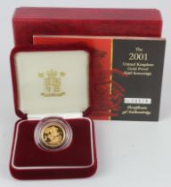 Half Sovereign 2001 Proof FDC boxed as issued