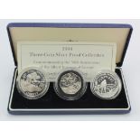 Allied Invasion of Europe three coin set 1994. Silver Proof aFDC/FDC boxed as issued