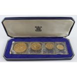 Bahamas gold 4-coin mint set 1967, MS3, KM# 11-14, UNC in original case (total 2.1196 troy oz AGW)