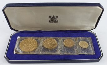 Bahamas gold 4-coin mint set 1967, MS3, KM# 11-14, UNC in original case (total 2.1196 troy oz AGW)