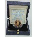 Half Sovereign 1989 proof, 500th Anniversary of the First Gold Sovereign 1489-1989, FDC cased with