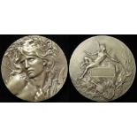 French Award for Music, silver d.68mm, 156.81g: Art Nouveau era medal known as the 'Orphée endort