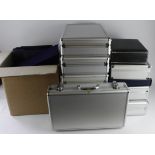 Coin Accessories: A large lot of 11x carry cases, mostly Leuchtturm aluminium with all trays