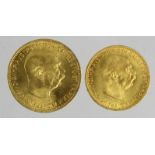 Austria restrike gold (2): 10 Corona 1912 KM# 2816 UNC, and 20 Corona 1915 KM# 2818 UNC (total 0.294