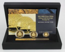 Tristan Da Cunha three coin gold set 2021 (Sovereign, Half Sovereign & Quarter Sovereign) "Prince