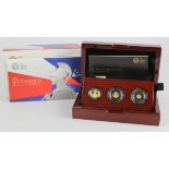 Britannia Three coin set 2015 (£10, £1, & 50p) gold proof FDC boxed as issued