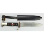 German Youth dagger, Blut und Ehre blade & M6/3 1937 marked blade with scabbard.