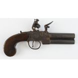 Flintlock 18th century double barrel under and over pistol by Ryan & Watson of London.