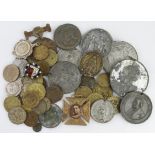 British and other commemorative medals, badges and counters (42) medieval to 20thC base metal, mixed