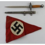 German 3rd Reich miniature 2nd Pattern Luftwaffe Dagger with scabbard, swastikas removed, blade