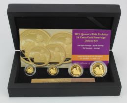 Tristan Da Cunha Four coin gold (24ct) set 2021 (Sovereign, Half Sovereign, Quarter Sovereign &