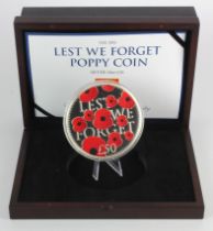 Jersey: The 2016 Lest we Forget Poppy Coin, 10oz (.999) Silver Proof £50, FDC cased with cert (