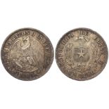 Chile silver Peso 1876 toned GVF