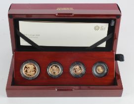 Four coin set 2018 (Two Pounds, Sovereign, Half Sovereign & Quarter Sovereign) FDC boxed as issued