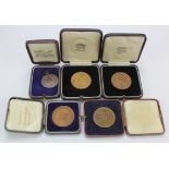 A.A.A. Prize Medals for the 1920's & 1930's. Four boxes with AAA logos to lid, all medals in bronze.