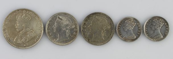 British Empire silver (5): Straits Settlements (Singapore & Malaysia) 50 Cents 1920 nEF, 20 Cents