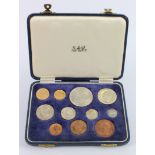 South Africa Proof Set 1952 (11 coins, Two Rand - Farthing) aFDC cased as issued