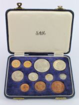 South Africa Proof Set 1952 (11 coins, Two Rand - Farthing) aFDC cased as issued