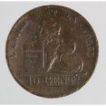 Belgium copper 10 Cents 1848/38, VF, edge knocks.