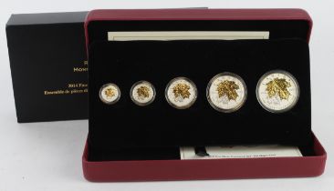 Canada, Royal Canadian Mint: 2014 Fine Silver Fractional Set (5 coins - 1oz to 1/20th): The Maple