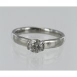 Platinum diamond solitaire ring, one round brilliant cut approx. 0.45ct, estimated colour approx.