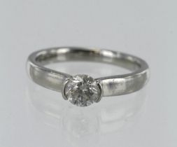 Platinum diamond solitaire ring, one round brilliant cut approx. 0.45ct, estimated colour approx.