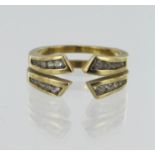 Yellow gold (tests 18ct) diamond dress ring, set with twenty graduating round brilliant cuts TDW