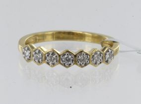 18ct yellow gold Canadian diamond half eternity ring, seven round brilliants TDW 0.25ct, colour G-H,