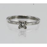 Platinum certificated diamond solitaire ring, one princess cut 0.33ct, colour H, clarity VS2,