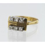 18ct yellow gold diamond dress ring, set with six round brilliant cut diamonds, TDW approx. 0.