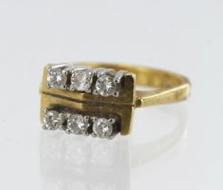 18ct yellow gold diamond dress ring, set with six round brilliant cut diamonds, TDW approx. 0.